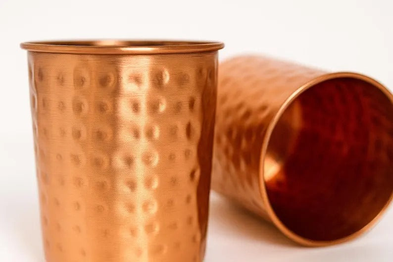 Handmade Copper Tumbler Set: Ayurvedic Drinkware, Eco Friendly Kitchen Gift