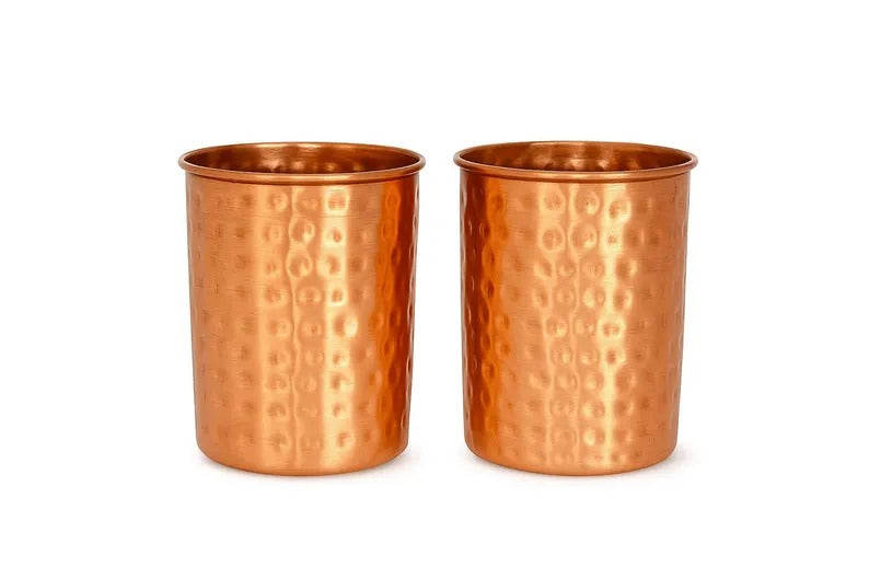 Handmade Copper Tumbler Set: Ayurvedic Drinkware, Eco Friendly Kitchen Gift