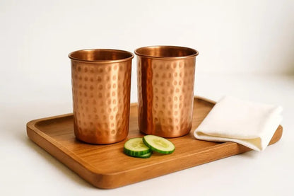 Handmade Copper Tumbler Set: Ayurvedic Drinkware, Eco Friendly Kitchen Gift
