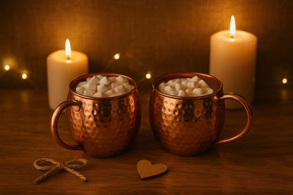 Hammered Copper Moscow Mule Mugs, Set of 2 - Rustic Cocktail Barware