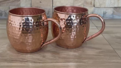 Hammered Copper Moscow Mule Mugs, Set of 2 - Rustic Cocktail Barware